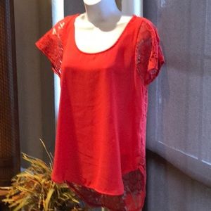 Hi low low Lace back Gorgeous Red/ orange top